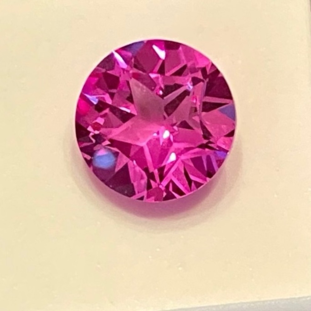 Pink Sapphire Texas Star cut, round brill 14mm lab
